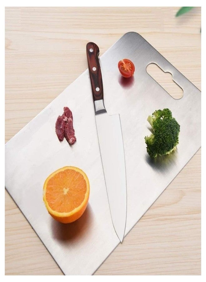 Kitchenwell Chopping Cum Cutting Board Metal Board for Kitchen Chopping Cutting Board for Fruit, Vegetable,Bread & Meat Durable Safe & Heavy Duty (Stainless Steel) - Image 5